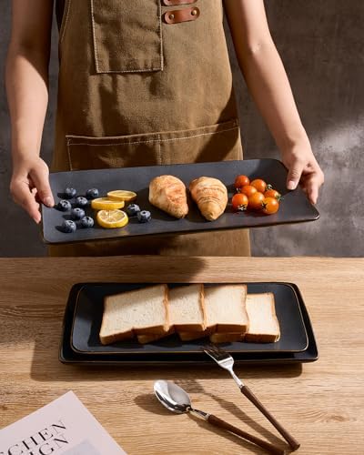 Famiware Serving Platters Set of 3 Sizes - Rectangular, Matte Dark Charcoal