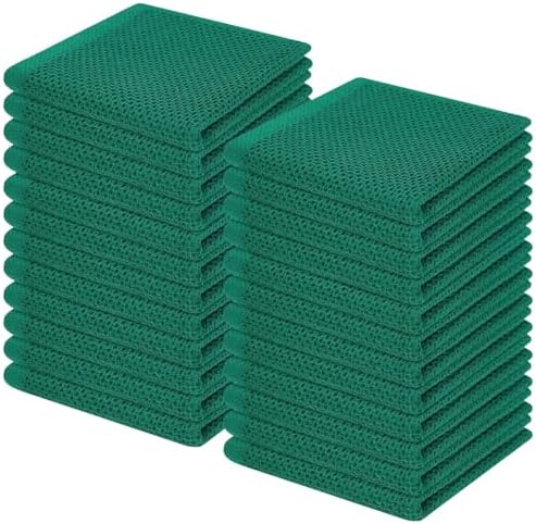 Homaxy 100% Cotton Waffle Weave Kitchen Dish Cloths 24-Pack, Dark Green