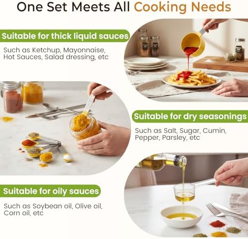 16PCS Measuring Cups and Spoons Set, Measuring Spoon Set with Metric and US Measurements, Fits for Measuring Dry and Liquid (Yellow)