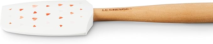 Le Creuset Mon Coeur Collection Silicone Craft Medium Spatula, White with Hearts