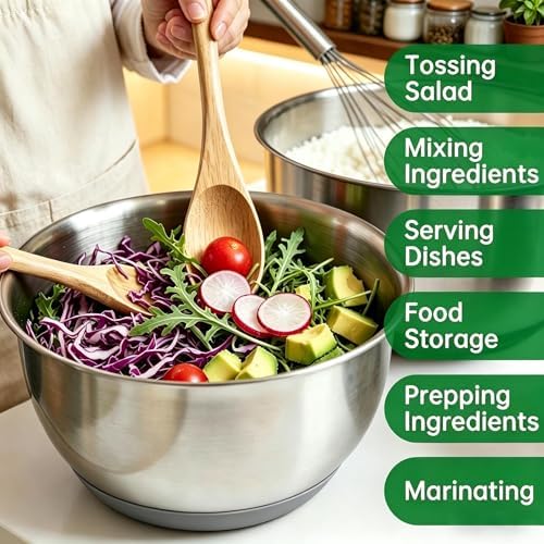 Deedro Mixing Bowls with Airtight Lids, Stainless Steel Mixing Bowls Set