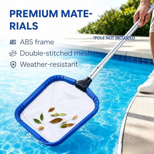 Pool Skimmer Net, Heavy Duty Flat Nylon Fine Mesh Leaf Bag, Fast Debris Removal Cleaning Tool Compatible with Standard Pole for All Swimming Pools and Ponds(No Pole)