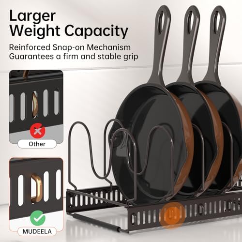 MUDEELA Expandable Pot Pan Lid Organizers inside Cabinet, 10 Divider-Bronze