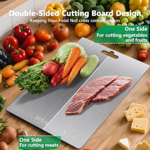 Titanium Cutting Board for Kitchen,100% Pure Titanium Cutting Board Non-Toxic Hygiene Dishwasher-Safe Food Grade Double Sided Metal Titanware Chopping Board for Meat,Fruit & Vegetables (12"L x 9"W)