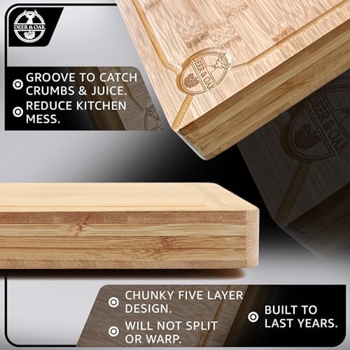 Deer & Oak Extra Thick Solid Wood Cutting Board 15.8 x 11.8 x 1.5 in