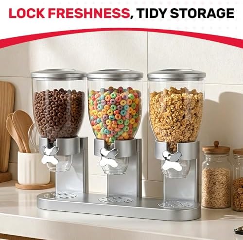 Triple Cereal Dispenser, 3 Pack 2L Large Cereal Containers Storage
