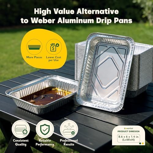 Grill Drip Pans 25 Pack 8.6" x 6" for Weber Q, Spirit & Genesis Series
