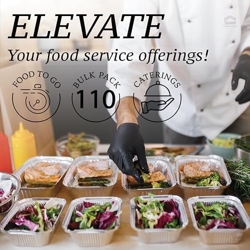 110 Pack - Small Aluminum Pans with Plastic Lids 1LB Disposable Baking Foil Containers, Takeout Food Storage, Freezer, for Restaurants & Catering - Size 5.5x4.5x1.9
