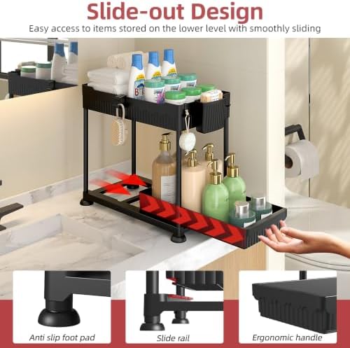 Sevenblue 4-Pack 2-Tier Under Sink Organizer with Pull Out Drawers