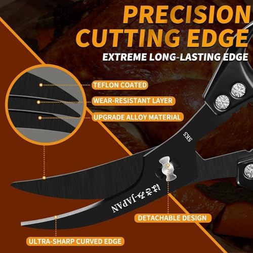 Huusk Kitchen Scissors for Food, Sharp Seafood & Kitchen Shears Set