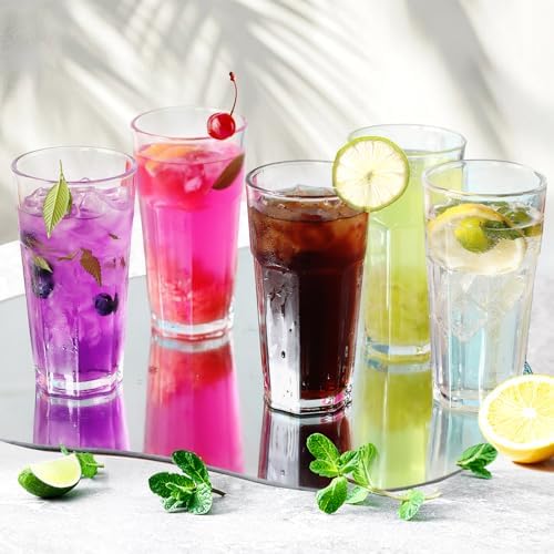 Etolies Highball Drinking Glasses Set of 9, Water Glasses 16 oz,Iced Tea Glasses for Water, Juice, Cocktails,Milkshake,Coke,Soda,Beverages. Heavy Base Tumbler,Kitchen and Bar Glassware