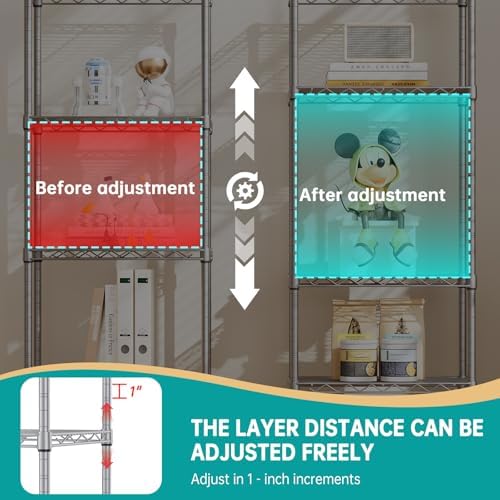 SINGAYE Metal Shelves Wire Shelving Storage Standing Adjustable Shelf Unit