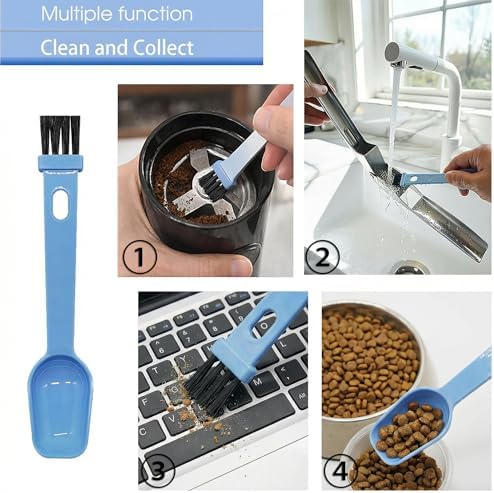 Silicone Garlic Peeler Tube Roller with Brush, 2-in-1 Kitchen Gadget Set, Measuring Spoon with Cleaning Brush (5ml & 3ml) and Silicone Garlic Peeler, Easy-Clean Kitchen Utensils with Hanging Loops