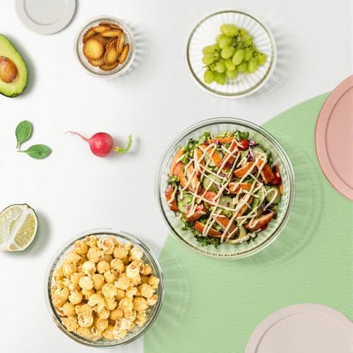 Glass Mixing Bowls with Lids Sets, 4 PCS Serving Bowls for Party or Kitchen