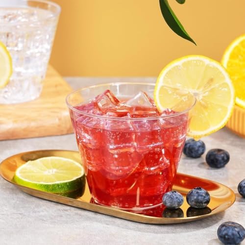 BYSNOW 100 Pack 9 oz Clear Plastic Cups, Disposable Plastic Cocktail Cups