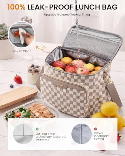 LOVEVOOK Corduroy Lunch Box for Women Wide Opening Cute Insulated Lunch Box