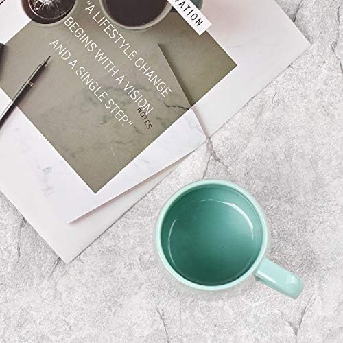 Bosmarlin Glossy Ceramic Coffee Mugs Set of 2, Tea Cup for Office and Home, 18 oz, Suitable for Dishwasher and Microwave(Mint Green, 2)