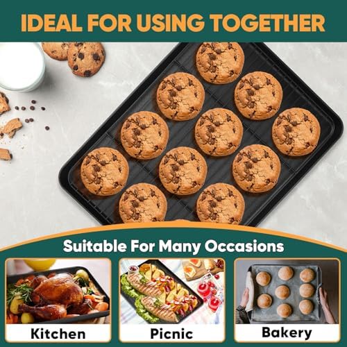P&P CHEF Nonstick Baking Oven Pan with Rack for Cookie, 16 x 12 Inch