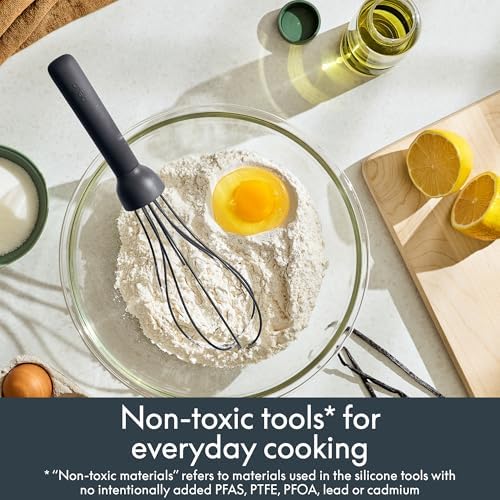 bella 2 Piece Fold Flat, Non-toxic, Masher and Whisk, Slate