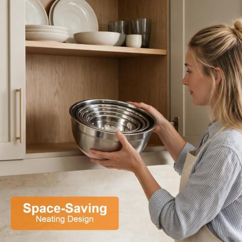 5PCS Stainless Steel Mixing Bowls Set With Non-Slip Silicone Base