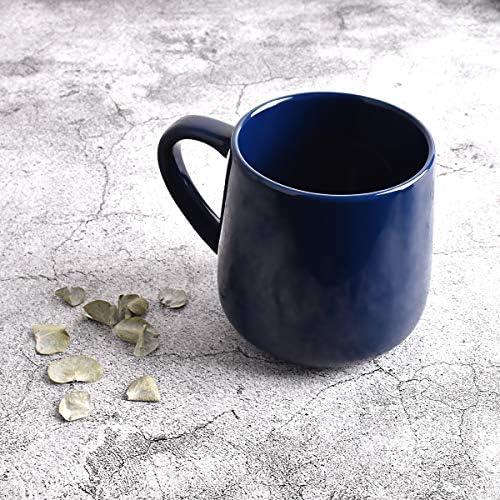 Bosmarlin Glossy Ceramic Coffee Mugs Set of 2, Tea Cup for Office and Home, 18 oz, Suitable for Dishwasher and Microwave(Royal Blue, 2)