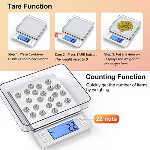 BOMATA Upgraded Small Food Scale with 0.1 g/0.001 oz High Precision