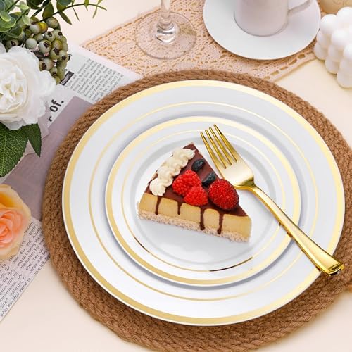 BESTSTAR 100PCS White Plastic Plates for Party