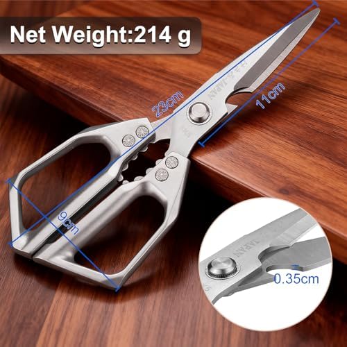 Professional Kitchen Scissors,Heavy Duty Multi-Purpose Food Cooking Shears for Jointing Chicken,Cutting Herbs,Opening Packages - Dishwasher Safe with Bottle Opener
