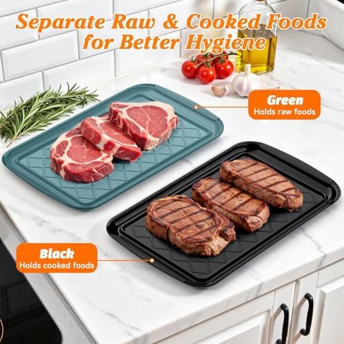 Grilling Prep & Serve Trays for Party Set of 6, Large BBQ Serving Platters