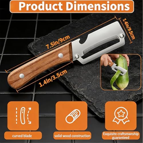 NEW Premium Vegetable Peeler with Wooden Handle and Bottle Opener: 2-in-1 Stainless Steel Kitchen Tool for Fruit Apple Potato Pumpkin Papaya (1Pcs)