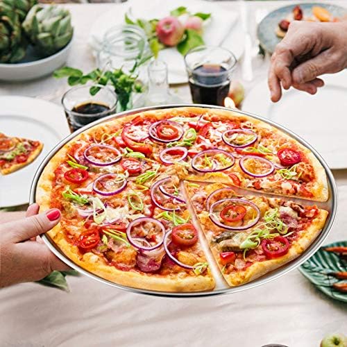 P&P CHEF Pizza Pan Set of 2, 12 Inch Stainless Steel Pizza Tray, Silver