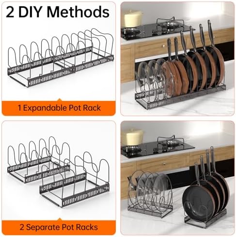 MUDEELA Expandable Pot Pan Lid Organizers inside Cabinet, 10 Divider-Bronze