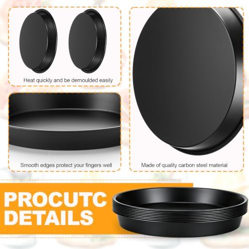 8 Pcs Pie Tins, 10 Inch Round Pans, Black