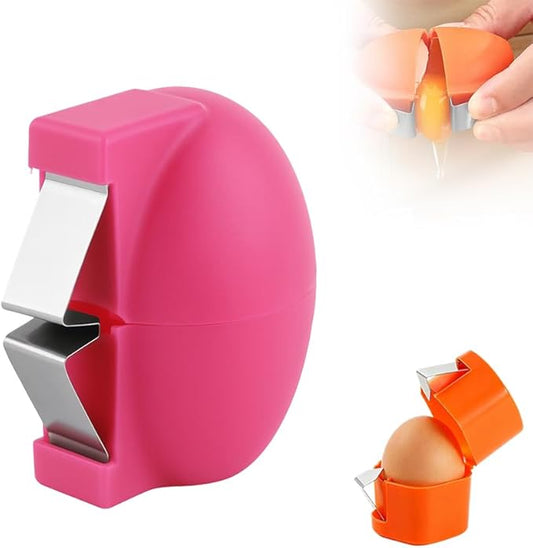 2026 New Egg Shell Opener, Stainless Steel Egg Cracker Tool, Multifunctional Egg Shell Opener for Raw & Hard-Boiled Eggs, Handheld Kitchen Gadget for Easy Peeling & Separating (Rose red, 1PCS)