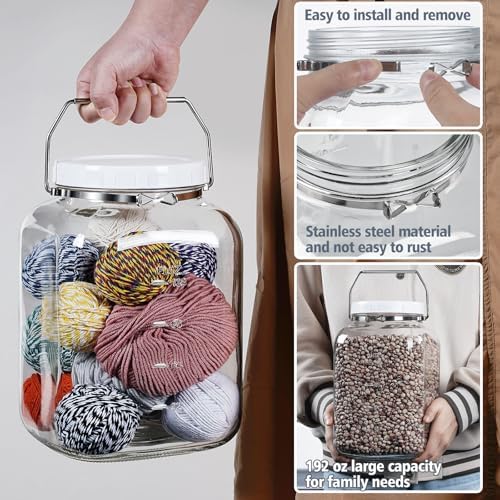 1.5 Gallon/5700 ML Glass Jar with Lid, Wide Mouth, Large Mason Jar, 2 Pack