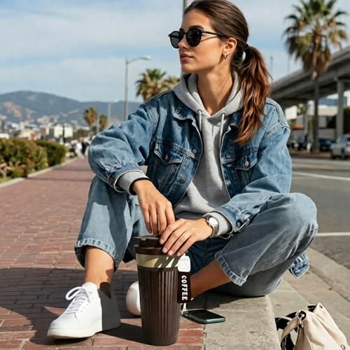 Vacuum Insulated Stainless Steel Travel Coffee Mug,Leak Proof Cup with Lid