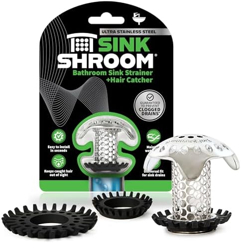 SinkShroom Ultra Revolutionary Bathroom Sink Drain Protector, Stainless Steel