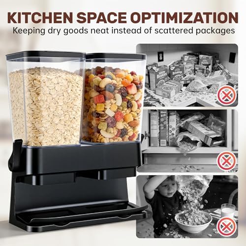 Cereal Dispenser Countertop 2 Pack, Double 3L Airtight
