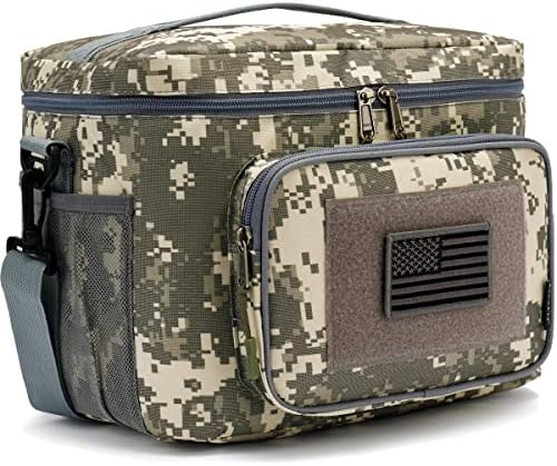 FlowFly Tactical Lunch Bag Large Insulated Lunch Box Cooler Tote for Men, Women with MOLLE/PALS Webbing (Digital#Camo, Large)