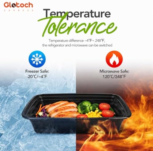 Glotoch Meal Prep Containers with Lids, 16 oz, 10 Pack (20-Piece)