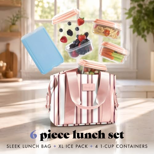 Fit & Fresh Remi Neoprene Lunch Bag for Women w/Ice Pack & Containers