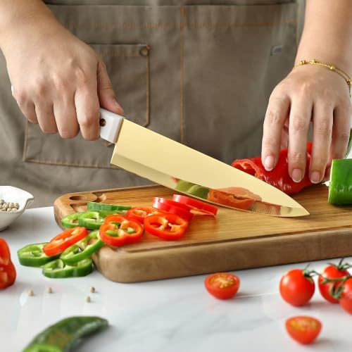 Gold Kitchen Knife Set, Chef Utility Knife for Paring and Cutting