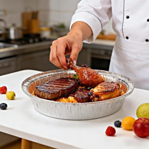 50 Pack 9 Inch Round Aluminum Foil Pie Pans,Pie Tins Disposable,Ideal for Baking Delicious Tarts or Crispy Pastry Crusts, Freezer & Oven Safe,Pie Pan For Cooking, Storage, Roasting, & Reheating