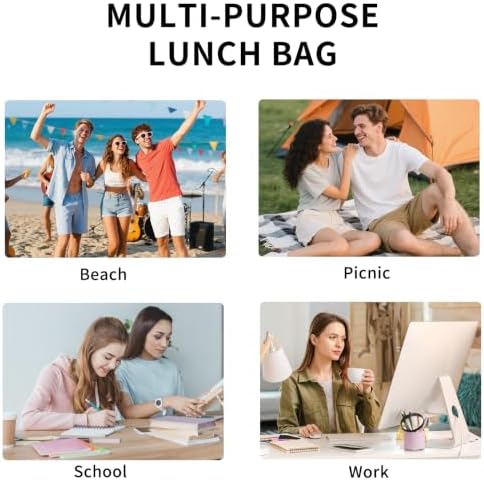 Lunch Bag Women Lunch Box for Women Adult Cute Insulated Lunch Bag Lager Cooler Lunch Tote Bags for Work Picnic (Beige)