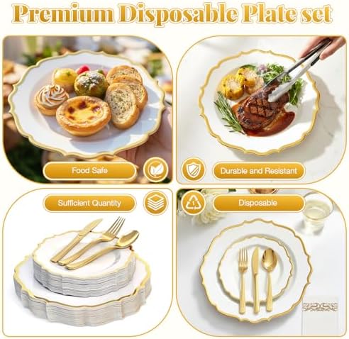 Glowserve 175 Piece Disposable Plastic Plates Dinnerware Set for 25 Guests