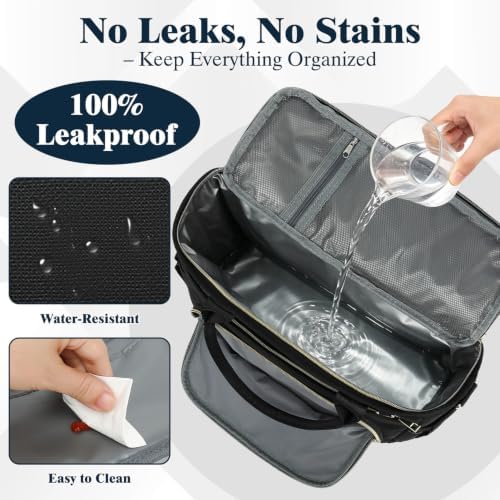 GYEUKHAM Insulated Lunch Bag for Women Men,Extra Large Lunch Box, Leakproof Reusable Cooler Tote for Adult, Everyday Soft Lunch Tote Bag for Work College Picnic Travel,Black