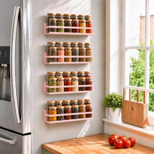 SMRCAD Magnetic Spice Rack 4-Pack – Heavy-Duty, Rust-Resistant
