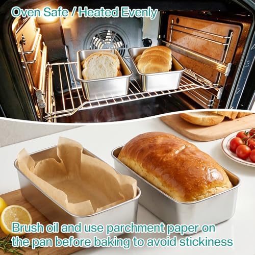 8 Pack Loaf Pan 8.5x5.7 Inch Stainless Steel Bread Loaf Pans for Baking, Silver Bread Tins for Baking Breads, Sourdough, Brownies and Pound Cakes, Dishwasher Safe