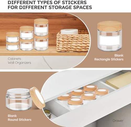 1 OZ, 2 OZ, 4 OZ Small Glass Jars with Plastic Woodgrain Lids, Stickers
