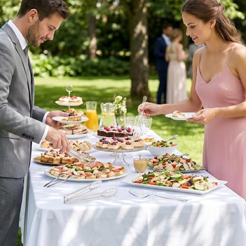 Mwellewm 72Pcs Serving Utensils Large Plastic Serving Utensils Set Serving Spoons for Buffet Clear Disposable Plastic Tongs 8.5'' Heavy Duty Slotted Spoons/Forks Supplies for Party Food Salad Soup